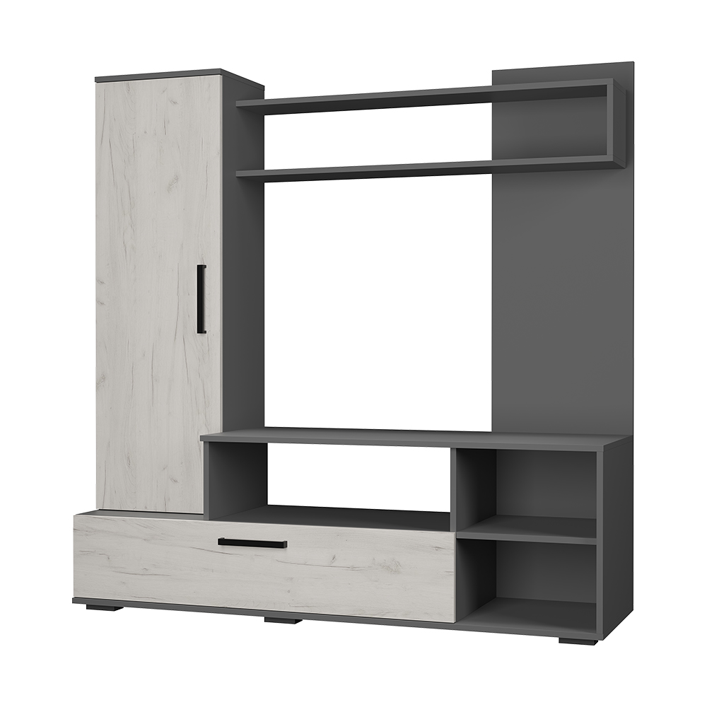 Гостиная Евро-2 графит/дуб крафт белый