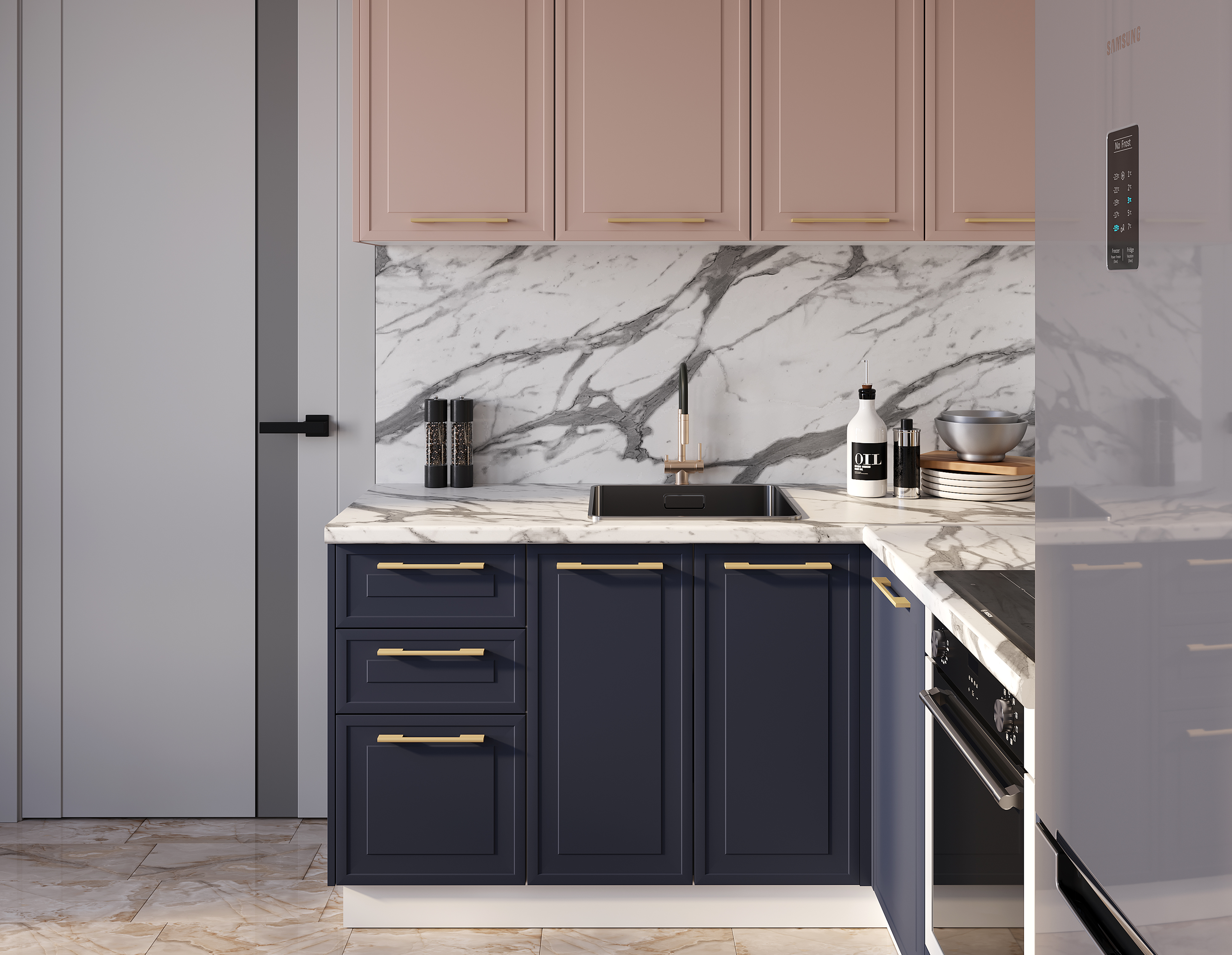 Адель шарли пинк MF13, темно синий нубук M04_