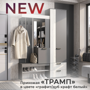 Новинка: прихожая "Трамп" графит/дуб крафт белый