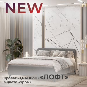 Новинка: интерьерная кровать 1,6 м "Лофт" КР-18 хром