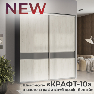 Новинка: шкаф-купе "Крафт-10" в цвете "графит/дуб крафт белый"