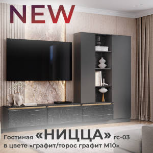 Новинка: гостиная "Ницца" ГС-03 в цвете "графит/торос графит М10"